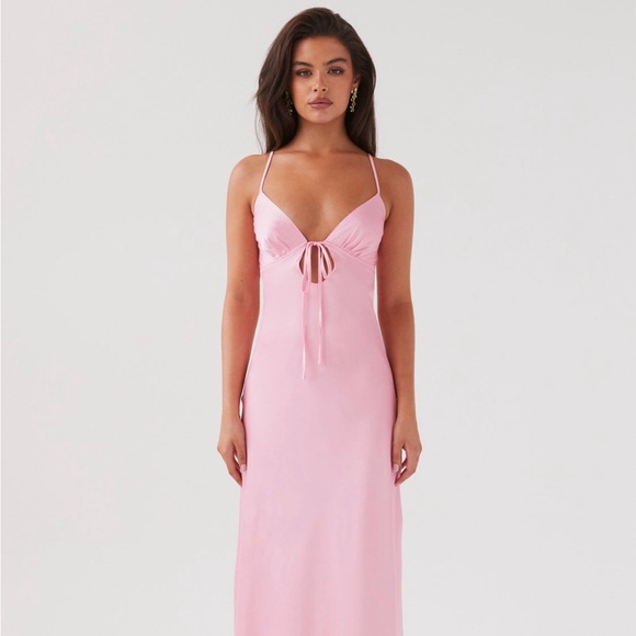 PEPPERMAYO Baby Pink Satin Maxi Dress - Picture 2 of 8